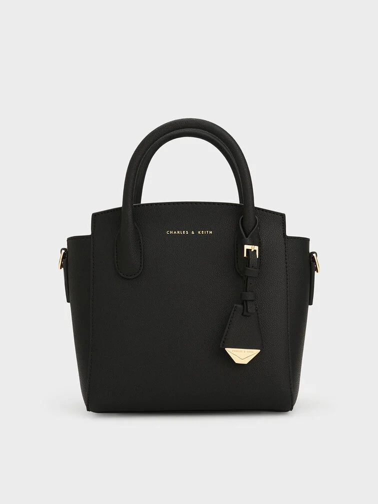 Harper Structured Top Handle Bag - Black