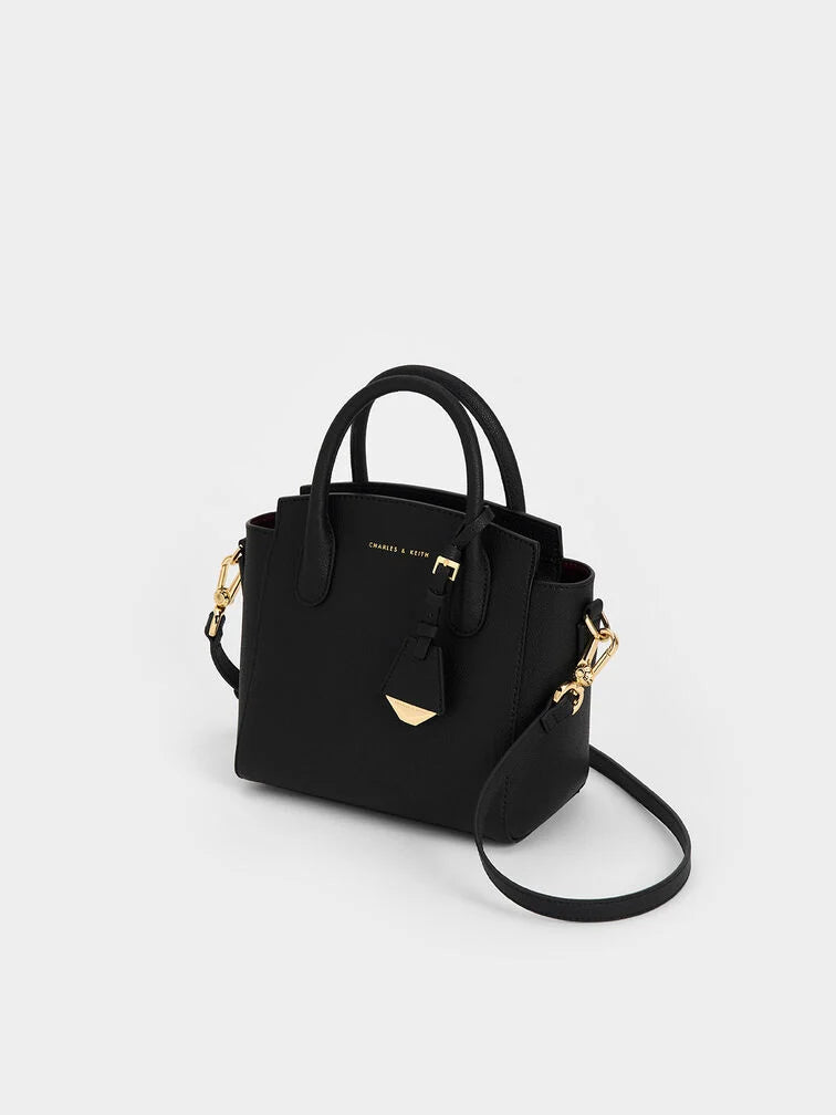 Harper Structured Top Handle Bag - Black