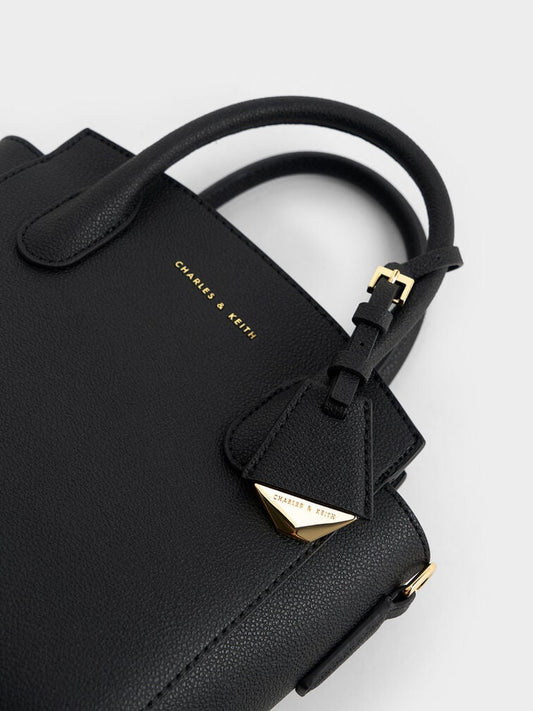 Harper Structured Top Handle Bag - Black